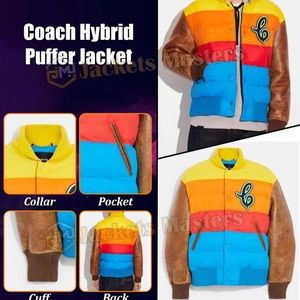 COACH hybrid varsity jacket multicolor leather sleeves